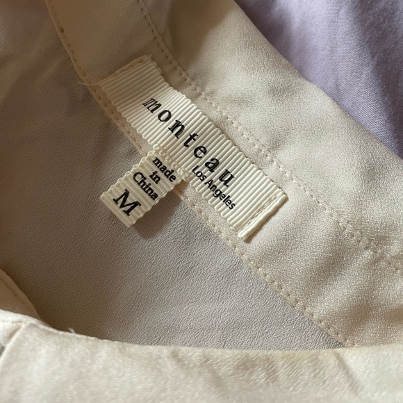 Monteau sleeveless cream white lace mini dress w/ pearl buttons Size M/PM NWOT - Picture 8 of 9